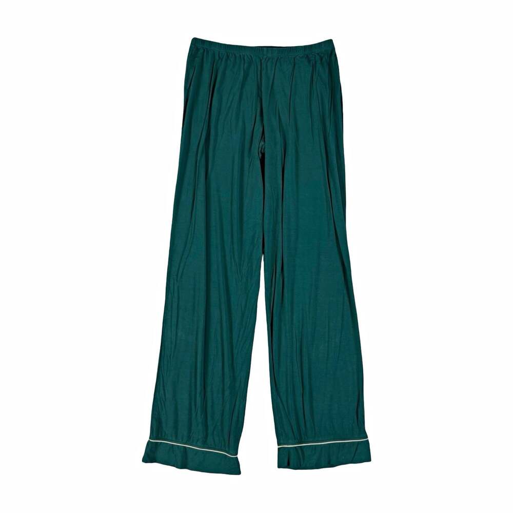 Eberjey Women’s Lounge Wear Pants Green Solid Piped Knit Pajama Sleepwear Size S